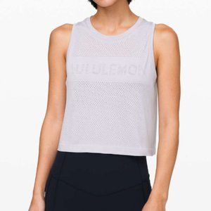 Lululemon Breeze By Muscle Crop Tank Logo Size 6 Grey Silver Top